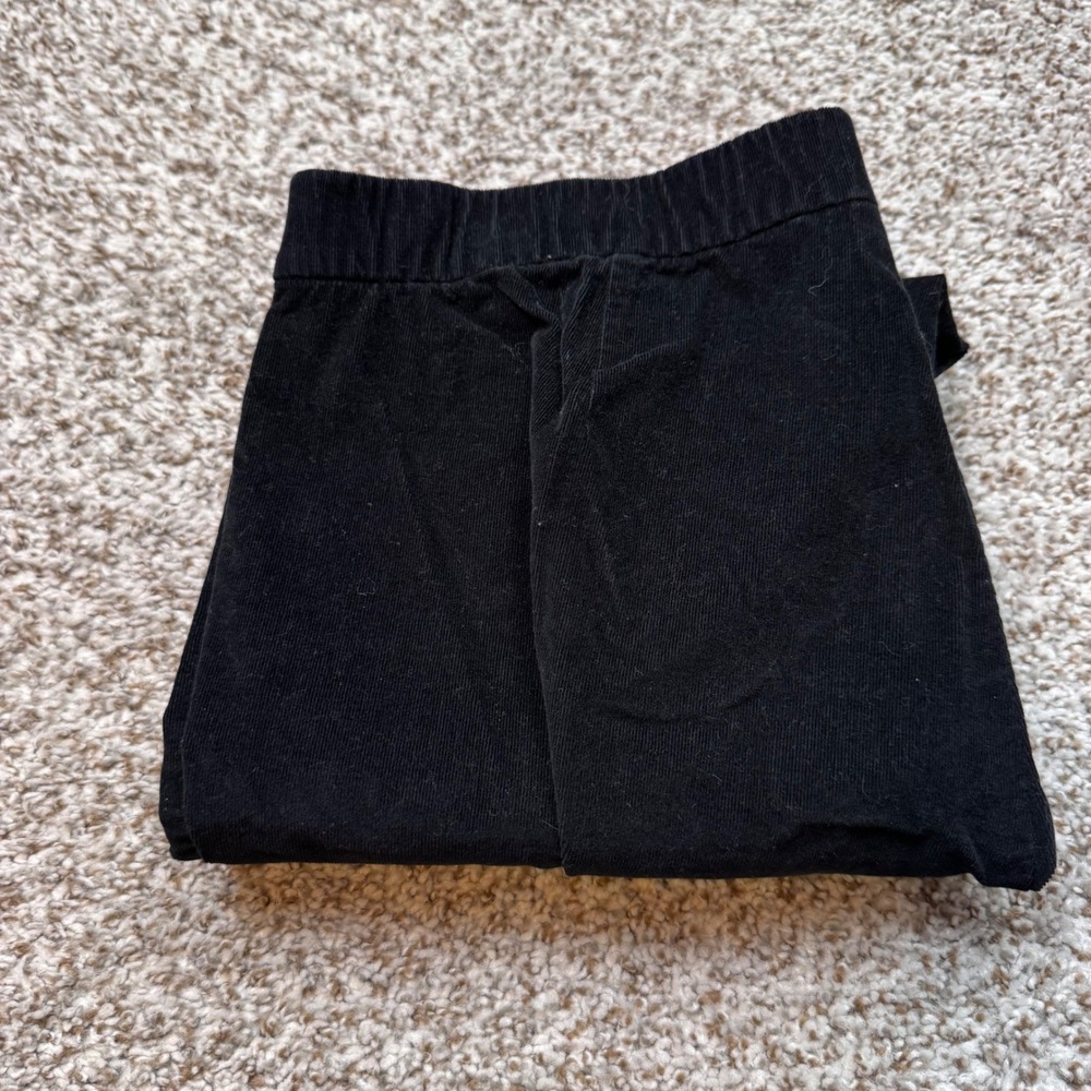 J.Jill Black Velvet Straight Leg Pull On Pants Women's‎ 12 Velour Stretch